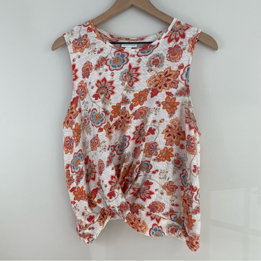 J. Jill Twist-Front Linen Tank